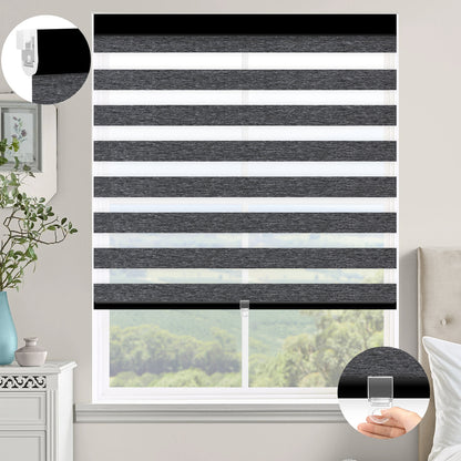 Kincmo No Drill Cordless Zebra Shades 60%/75% Blackout - Monet