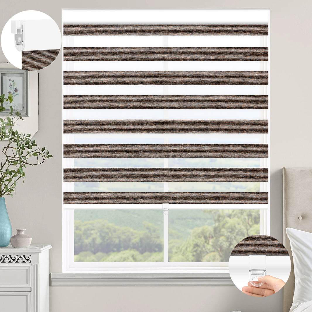 Kincmo No Drill Cordless Zebra Shades 60%/75% Blackout - Monet