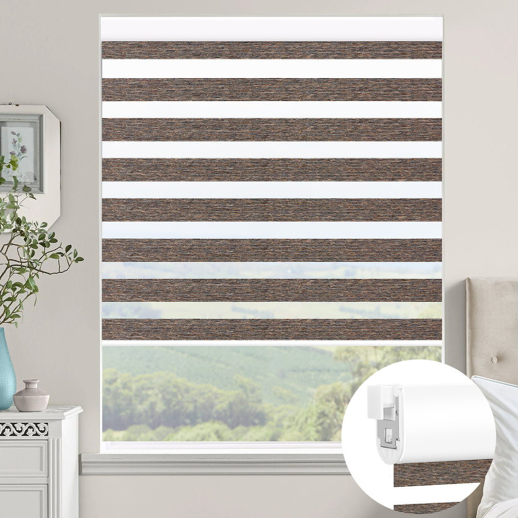 Kincmo No Drill Zebra Shades, Motorized 60/75% Blackout - Monet