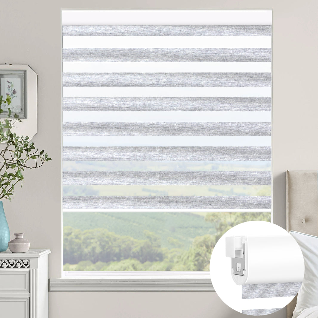 Kincmo No Drill Zebra Shades, Motorized 60/75% Blackout - Monet