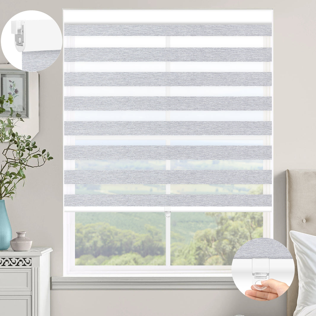 Kincmo No Drill Cordless Zebra Shades 60%/75% Blackout - Monet