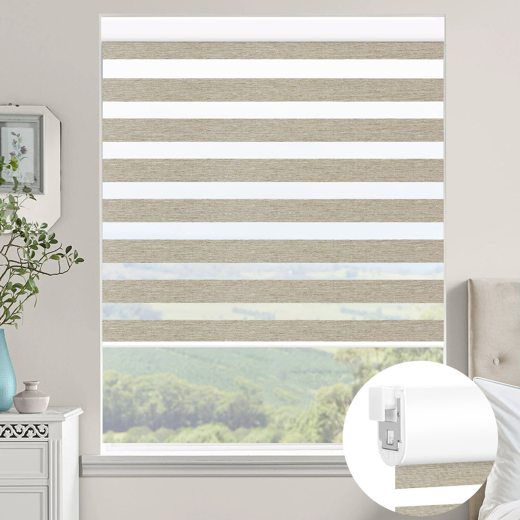 Kincmo No Drill Zebra Shades, Motorized 60/75% Blackout - Monet