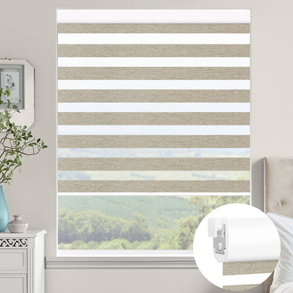 Kincmo No Drill Zebra Shades, Motorized 60/75% Blackout - Monet