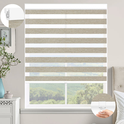 Kincmo No Drill Cordless Zebra Shades 60%/75% Blackout - Monet