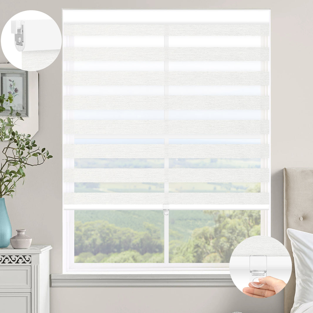 Kincmo No Drill Cordless Zebra Shades 60%/75% Blackout - Monet