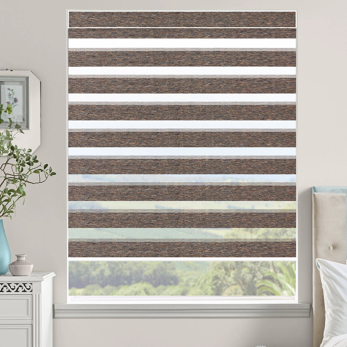 brown room darkening zebra blinds