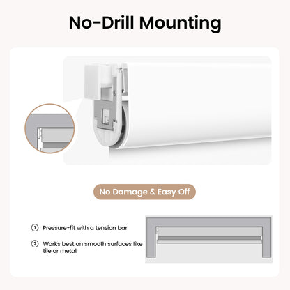 Kincmo No Drill Zebra Shades, Motorized 100% Blackout - Gentle