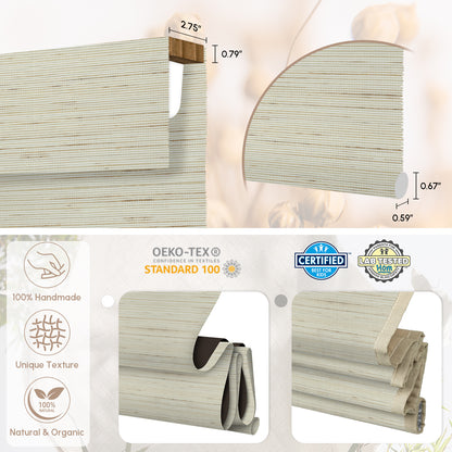 Kincmo Natural Jute Motorized Woven Wood Shades 50%/70%/100% Blackout - Designer