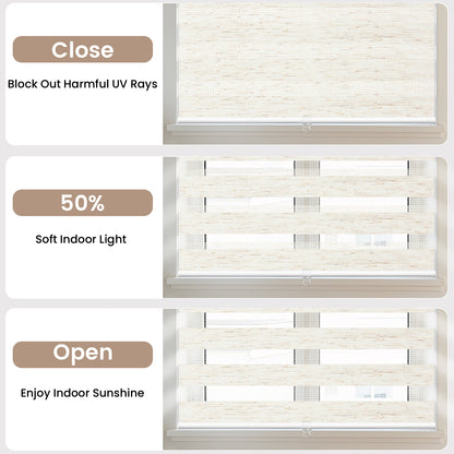 Kincmo Cordless Zebra Shades 75% Blackout - Linen