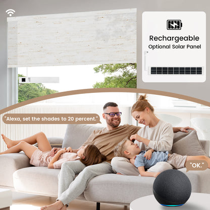 Kincmo Motorized Light Filtering Roller Shades 75% Blackout - Linen