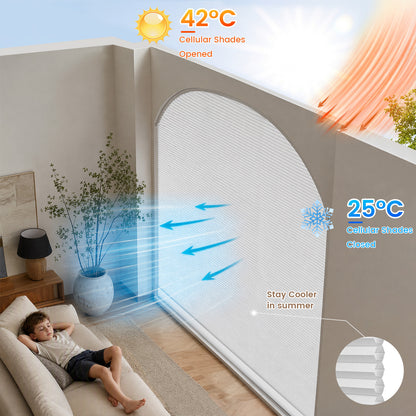 Kincmo Motorized Elongated Arched Cellular Shades