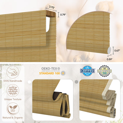 Kincmo Motorized 100% Bamboo Shades 50%/70%/100% Blackout - Pure Bamboo