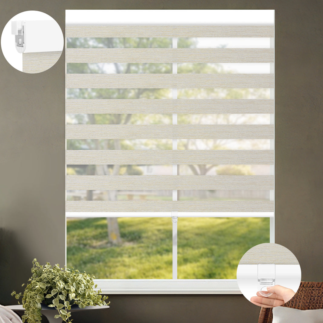 Kincmo No Drill Cordless Zebra Shades 70% Blackout - Galaxy