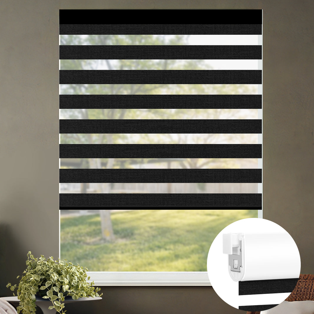 Kincmo No Drill Zebra Shades, Motorized 70% Blackout - Galaxy