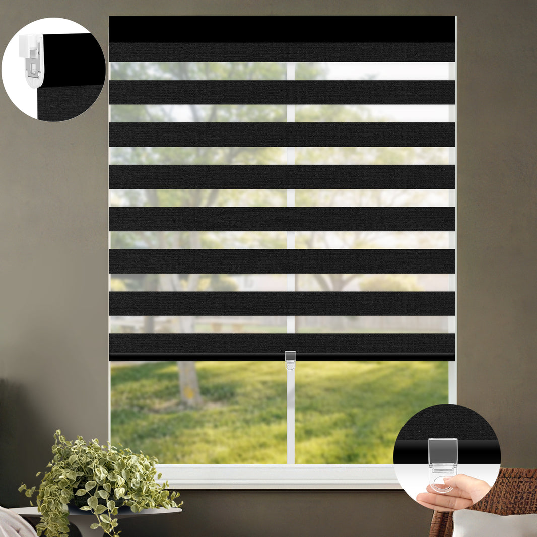 Kincmo No Drill Cordless Zebra Shades 70% Blackout - Galaxy