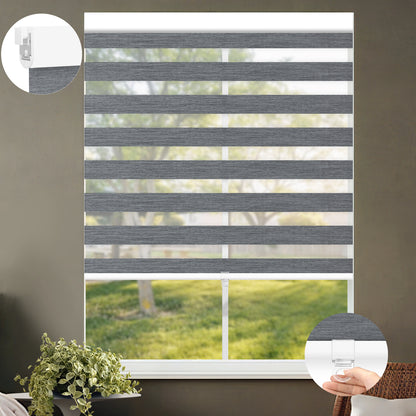 Kincmo No Drill Cordless Zebra Shades 70% Blackout - Galaxy