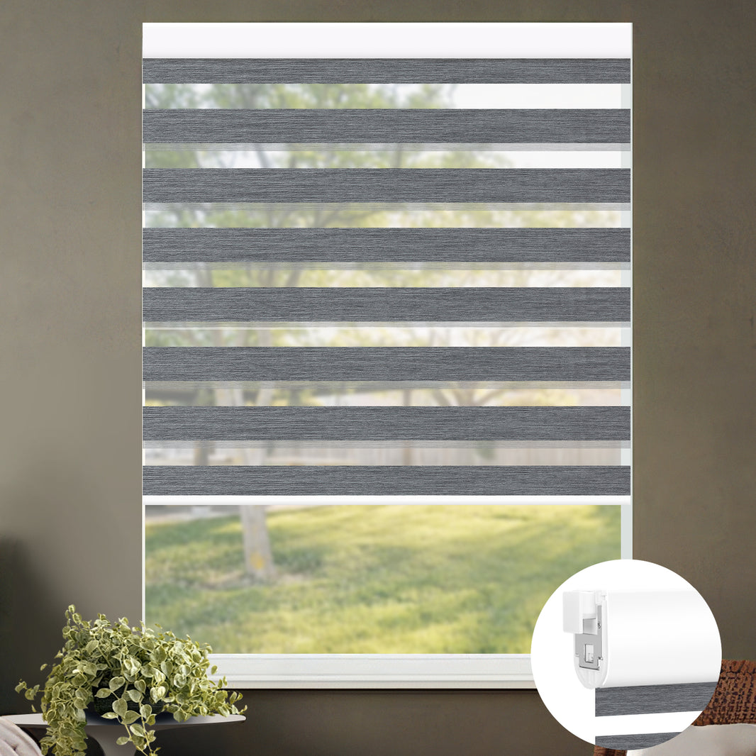 Kincmo No Drill Zebra Shades, Motorized 70% Blackout - Galaxy