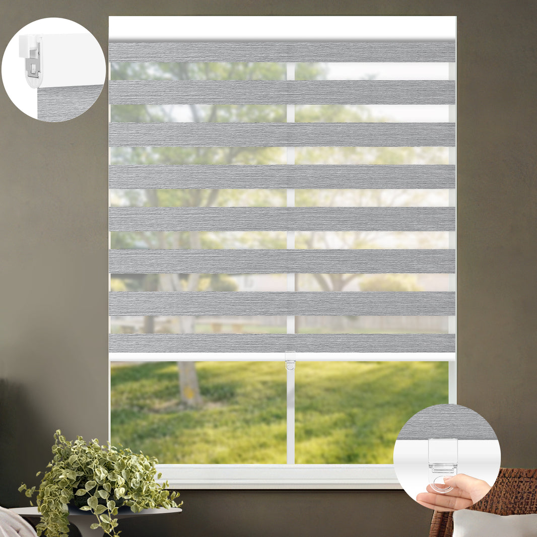 Kincmo No Drill Cordless Zebra Shades 70% Blackout - Galaxy