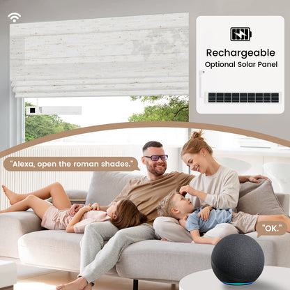 Kincmo Motorized Light Filtering Roman Shades 75% Blackout - Linen