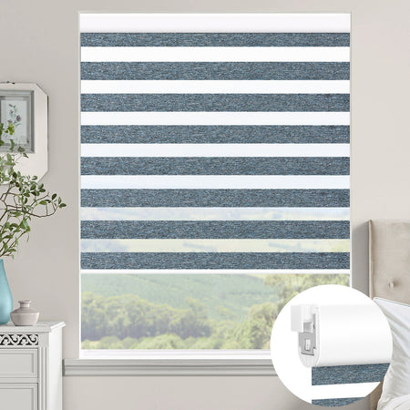 Kincmo No Drill Zebra Shades, Motorized 60/75% Blackout - Monet