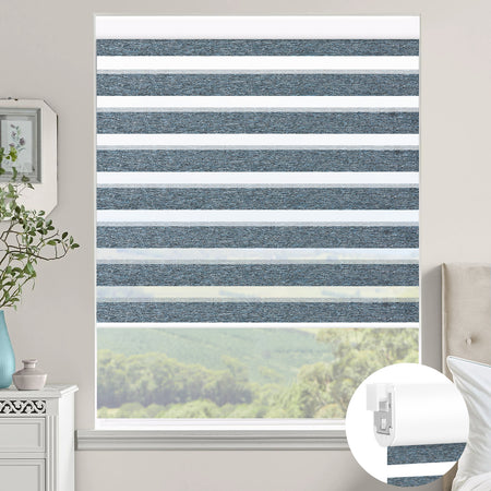 Kincmo No Drill Zebra Shades, Motorized 60/75% Blackout - Monet