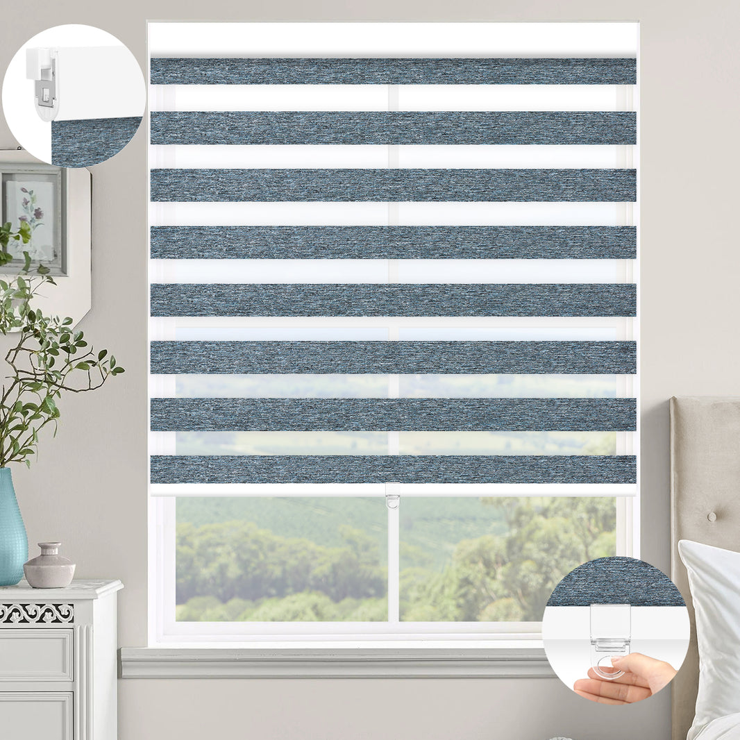 Kincmo No Drill Cordless Zebra Shades 60%/75% Blackout - Monet