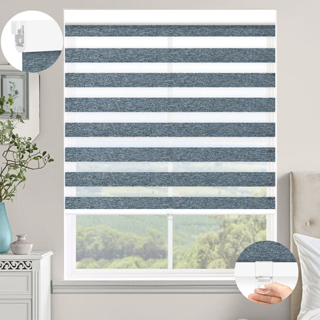 Kincmo No Drill Cordless Zebra Shades 60%/75% Blackout - Monet