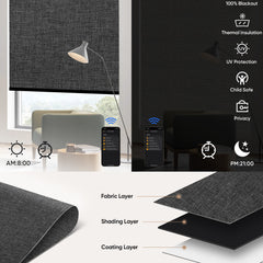 Kincmo Motorized Roller Shades 100% Blackout - Dual Sided