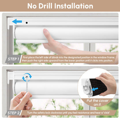 Kincmo No Drill Roller Shades, Motorized 100% Blackout - Aqua Waves