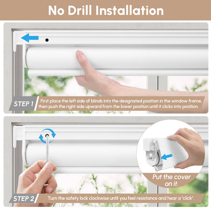 Kincmo No Drill Shades, Motorized 100% Blackout - Elegant