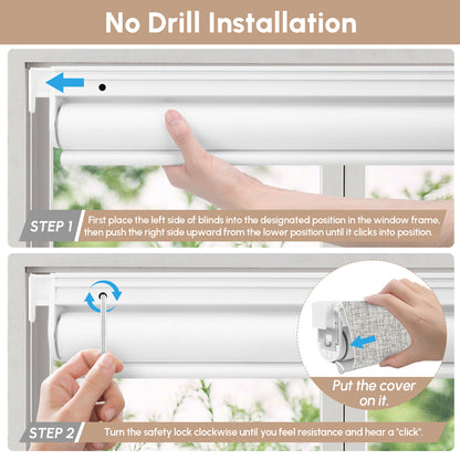 Kincmo No Drill Shades, Motorized 100% Blackout - Mist