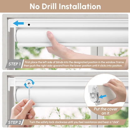 Kincmo No Drill Roller Shades, Motorized 100% Blackout - Weave