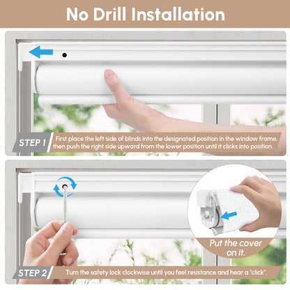 Kincmo No Drill Shades, Motorized 100% Blackout - Classic