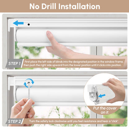 Kincmo No Drill Shades, Motorized 100% Blackout - Linen