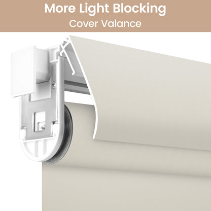 Kincmo No Drill Roller Shades, Motorized 100% Blackout - Pure