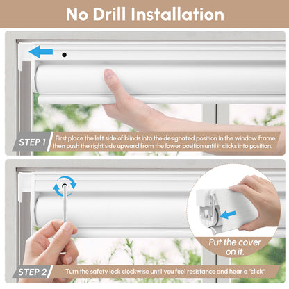 Kincmo No Drill Shades, Motorized 100% Blackout - Dreamy