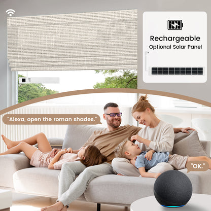 Kincmo Motorized Light Filtering Roman Shades 75%/85% Blackout - Classic