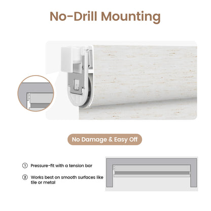 Kincmo No Drill Cordless Roller Shades 100% Blackout  - Linen