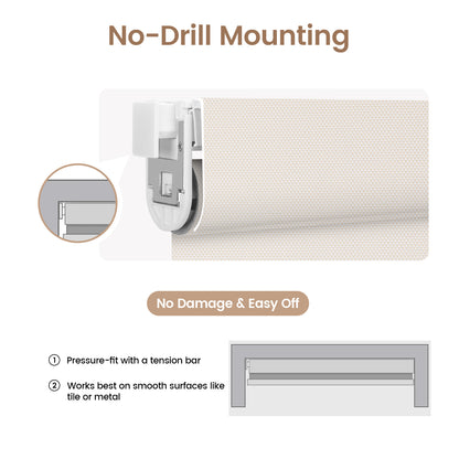 Kincmo No Drill Cordless UV Protection Solar Shades 0%/1%/3%/5% Openness