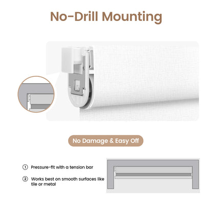 Kincmo No Drill Cordless Roller Shades 100% Blackout - Classic