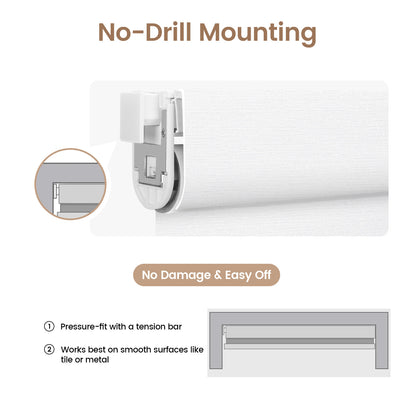 Kincmo No Drill Cordless Roller Shades 100% Blackout - Elegant