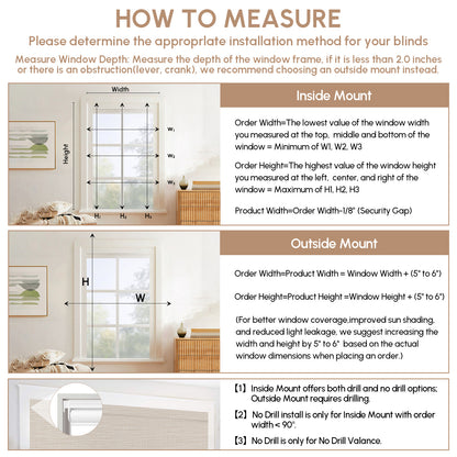 Kincmo No Drill Roller Shades, Motorized 100% Blackout - Weave