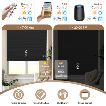 Kincmo 100% Blackout Energy Saving Motorized Cellular Shades