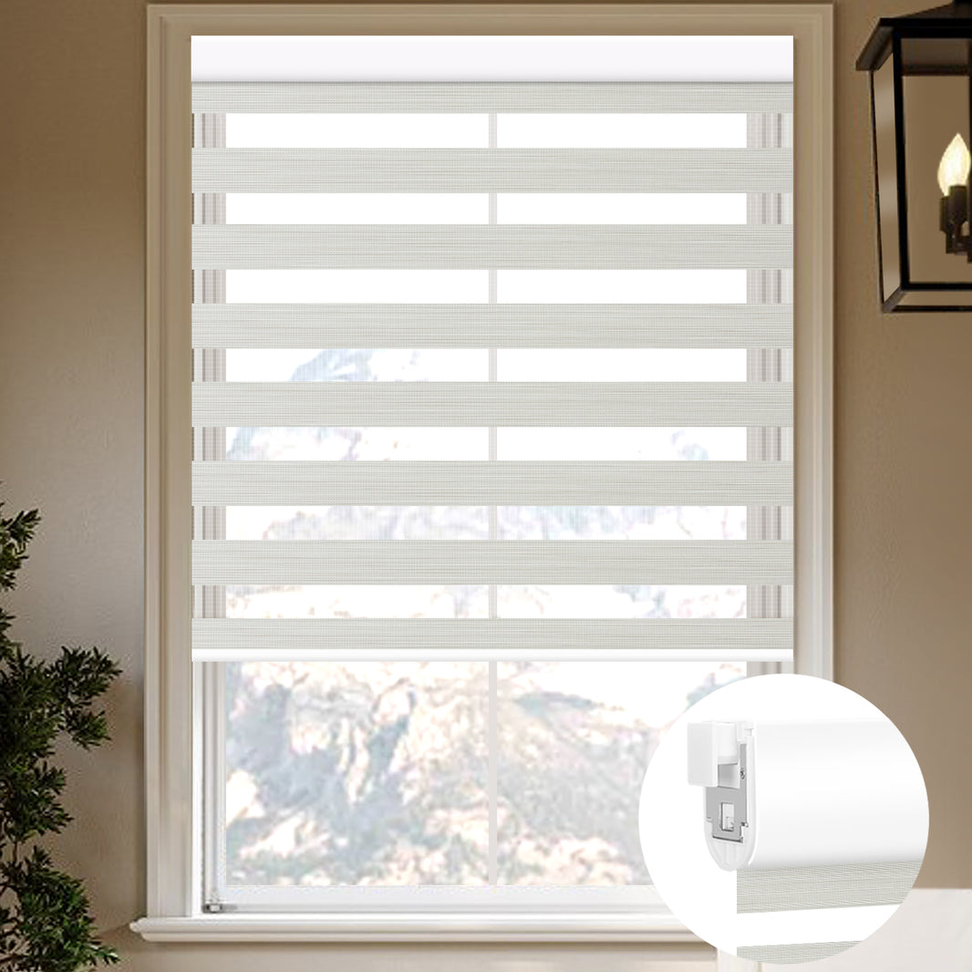 Kincmo No Drill Zebra Shades, Motorized 90% Blackout - Flow