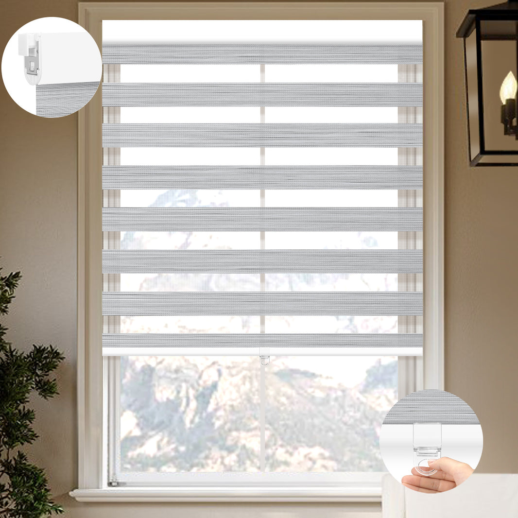 Kincmo No Drill Cordless Zebra Shades 90% Blackout - Flow