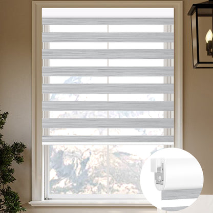 Kincmo No Drill Zebra Shades, Motorized 90% Blackout - Flow