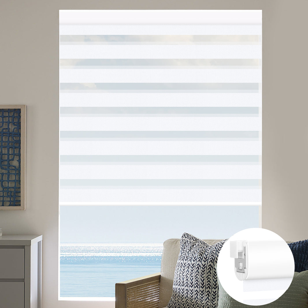 Kincmo No Drill Zebra Shades, Motorized 95% Blackout - Gabriel