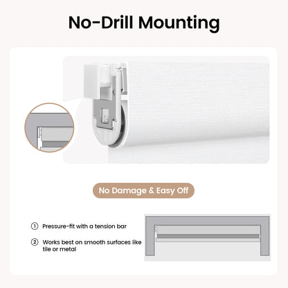 Kincmo No Drill Roller Shades, Motorized 75% Blackout Light Filtering - Elegant