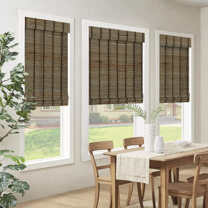 Kincmo Motorized Woven Wood Shades 50%/70%/100% Blackout - Organic Texture