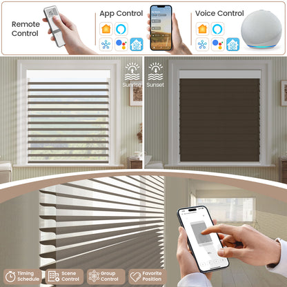 Kincmo Motorized Light Filtering Sheer Shades 75% Blackout - Soft
